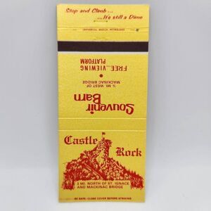 Vintage Matchbook Castle Rock Souvenir Barn Mackinac Bridge Michigan